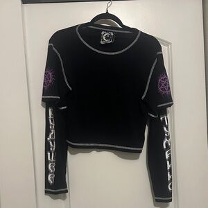 KILLSTAR Black and Purple Graphic Long Sleeve Top